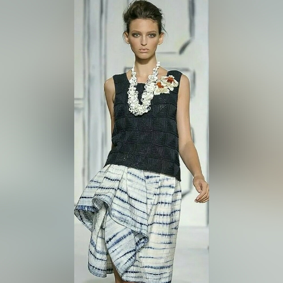 $2,200 OSCAR DE LA RENTA STUNNING BLUE EXCLUSIVE BEAD SILK KNIT RUNW BLOUSE US M - Picture 3 of 5